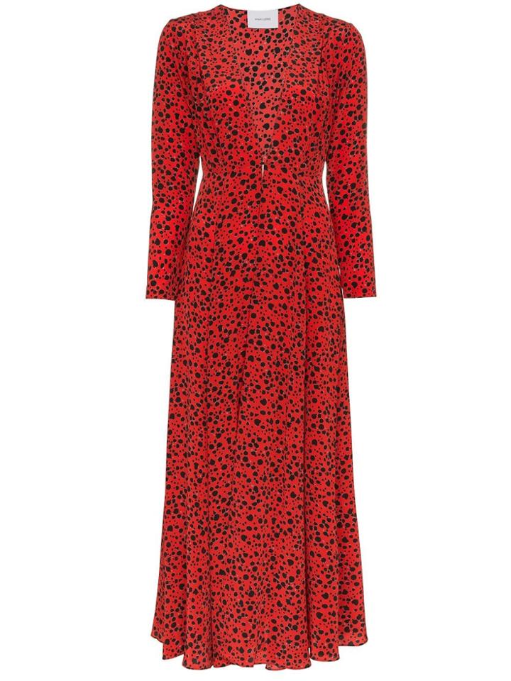 We Are Leone Cheetah Print Silk Maxi Robe - Red