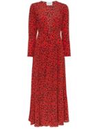 We Are Leone Cheetah Print Silk Maxi Robe - Red