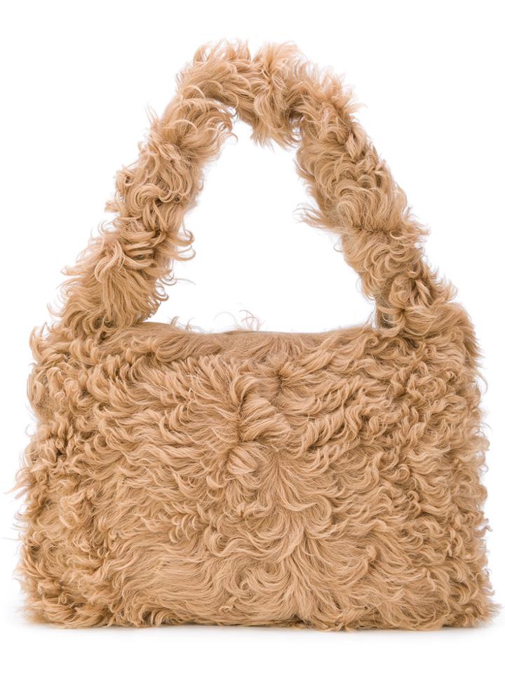 Miu Miu Shearling Shoulder Bag - Nude & Neutrals