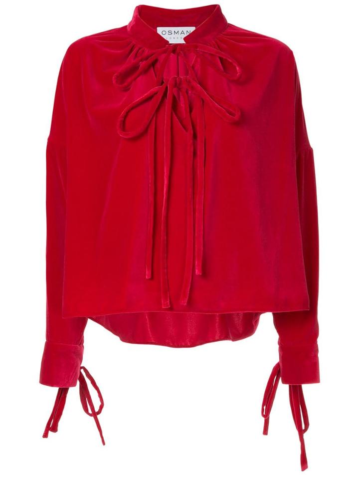 Osman Jacky Self-tie Velvet Top - Pink