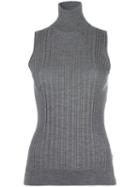 Maison Margiela Ribbed Knit Top, Women's, Size: Medium, Grey, Wool