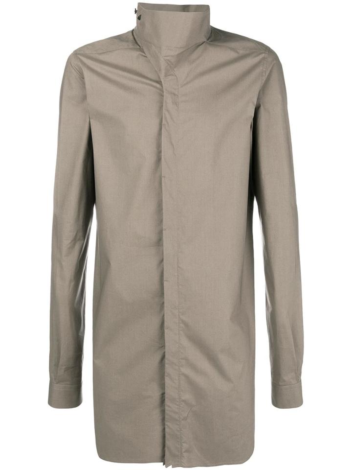 Rick Owens Long Korean Collar Shirt - Grey
