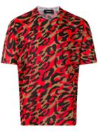 Dsquared2 - Leopard Print T-shirt - Men - Polyester - Xxl, Red, Polyester