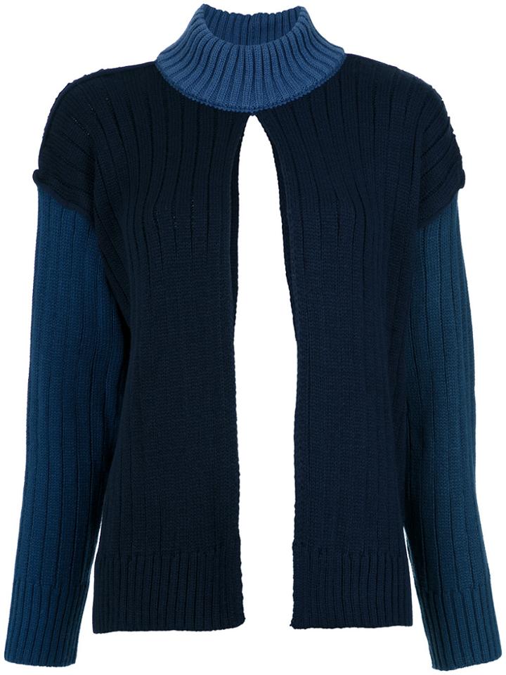 À La Garçonne Front Slit Tricot Top - Blue