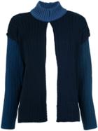 À La Garçonne Front Slit Tricot Top - Blue