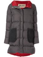 Herno Knitted Detail Padded Coat - Grey