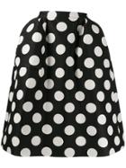 Pushbutton Polka Dot Full Skirt - Black