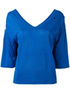 Boutique Moschino Back Print Jumper, Women's, Size: 44, Blue, Silk/rayon
