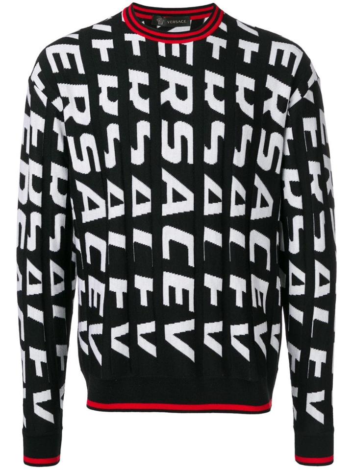 Versace All-over-print Knit Sweater - Black
