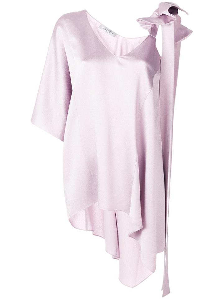 Valentino One Shoulder Bow Blouse - Pink
