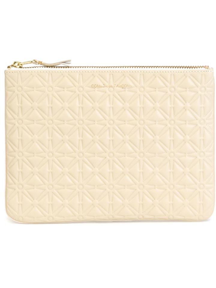 Comme Des Garçons Wallet Embossed Zip Clutch - Nude & Neutrals