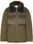 Yves Salomon Hooded Shearling Padded Coat - Green