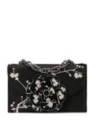 Oscar De La Renta Floral Tro Shoulder Bag - Black