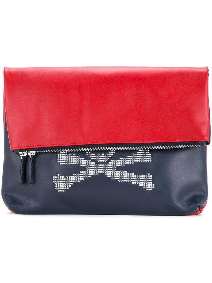 Loveless - Foldover Skull Clutch - Men - Buffalo Leather - One Size, Red, Buffalo Leather