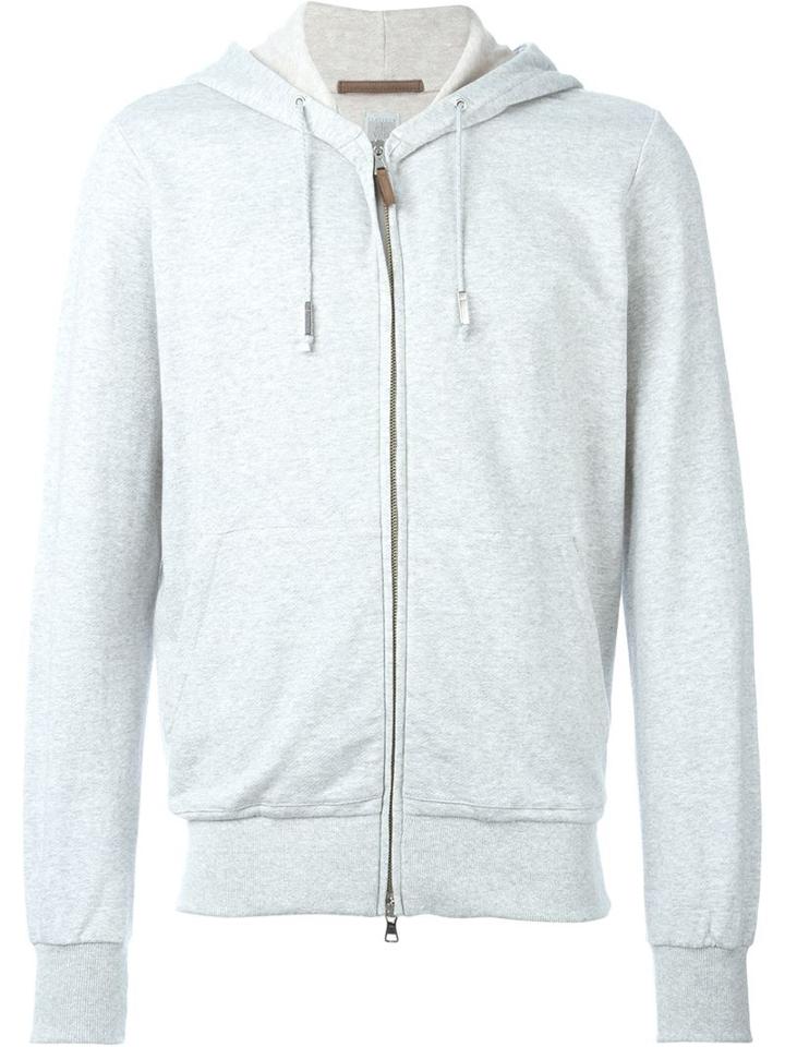 Eleventy Zipped Hoodie, Men's, Size: L, Grey, Cotton/linen/flax