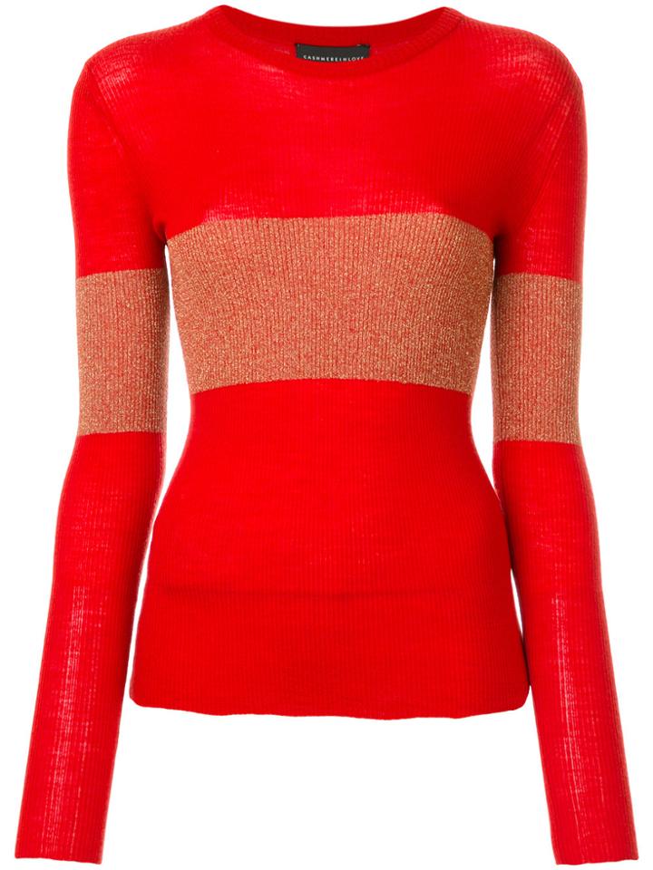 Cashmere In Love Vivien Lurex Stripe Jumper - Yellow & Orange