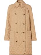 Burberry Diamond Quilted Double-breasted Coat - Biscuit