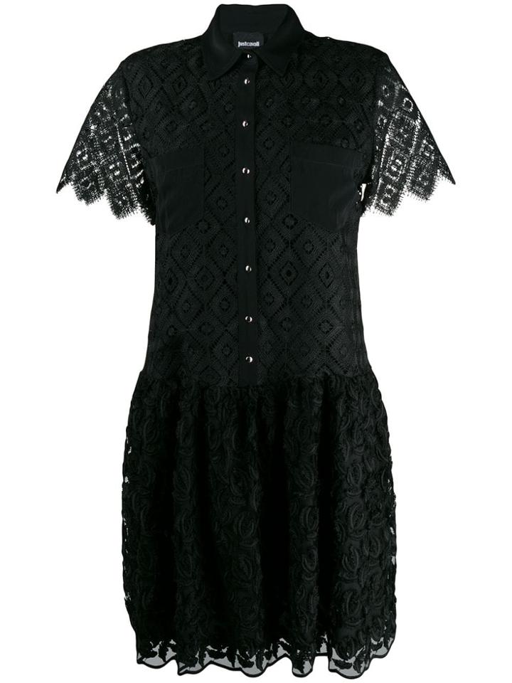 Just Cavalli Lace Shirt Dress - Black