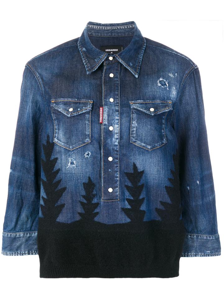 Dsquared2 Distressed Denim Forest Shirt - Blue