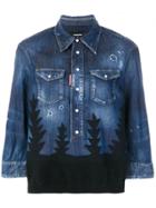Dsquared2 Distressed Denim Forest Shirt - Blue