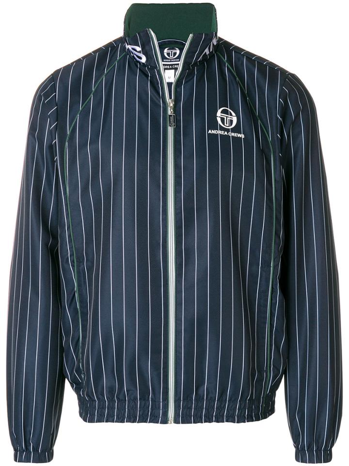 Andrea Crews Casual Striped Jacket - Blue