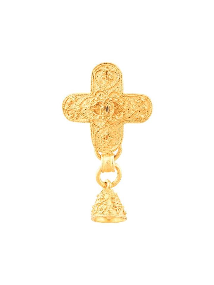 Chanel Pre-owned Cc Cross Brooch - Gold