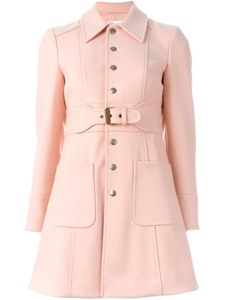 Red Valentino Single Breasted Coat, Women's, Size: 42, Pink/purple, Polyamide/polyester/acetate/wool