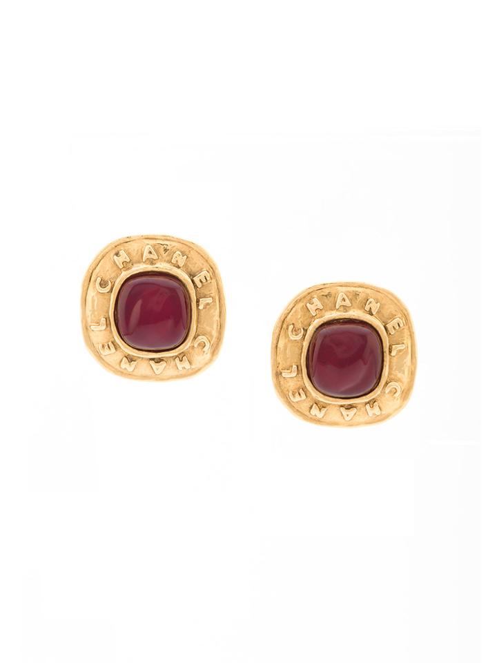 Chanel Vintage Logo Gripoix Earrings - Metallic