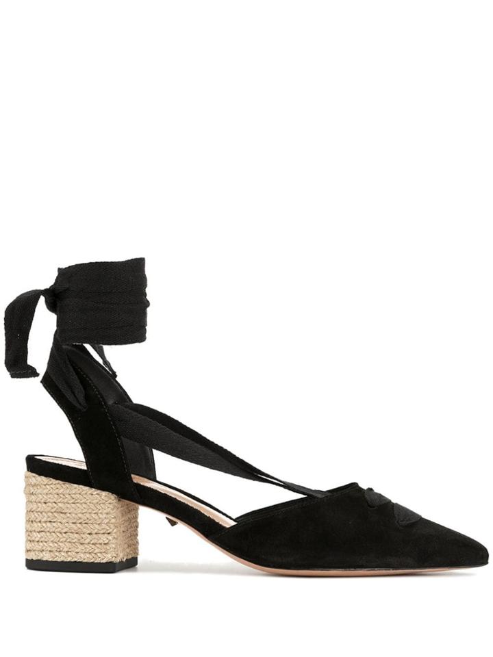 Schutz Pointed Toe Block Heel Sandals - Black