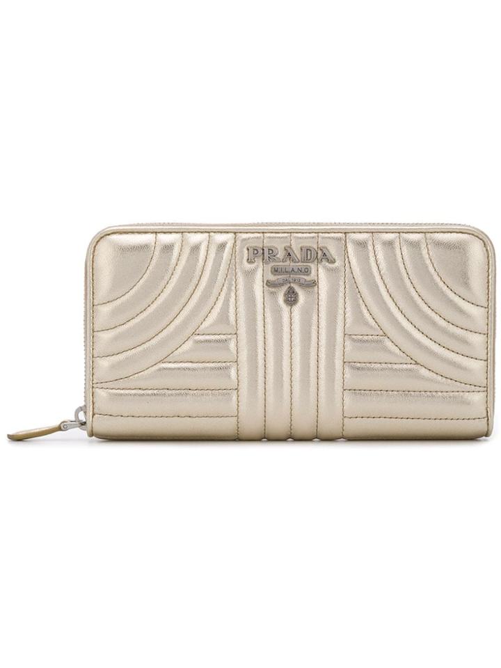 Prada Quilted Zip-around Wallet - Metallic