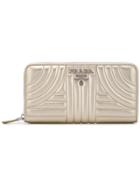 Prada Quilted Zip-around Wallet - Metallic