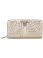 Prada Quilted Zip-around Wallet - Metallic