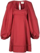 Khaite Oversized Balloon Sleeves Dress - Red