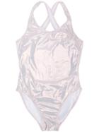 Finger In The Nose - Metal Swimsuit - Kids - Polyamide/polyester/spandex/elastane - 16 Yrs, Pink/purple