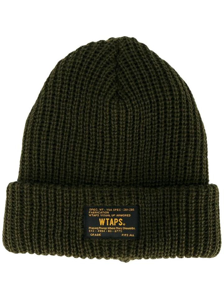 Wtaps Chunky Knit Beanie, Men's, Green, Wool