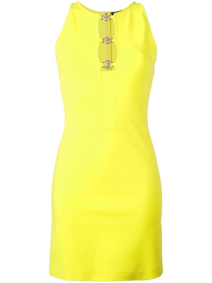 Versus Cut-out Mini Dress, Women's, Size: 42, Yellow/orange, Viscose/polyamide/spandex/elastane