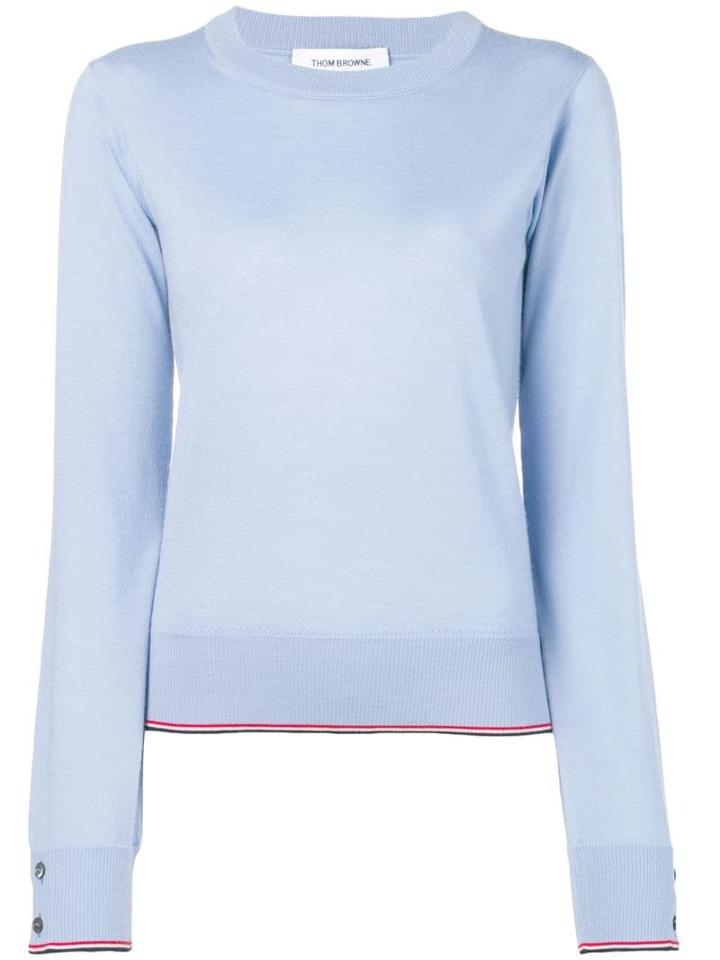 Thom Browne Classic Crew Neck Pullover W/rwb Tipping Stripe In