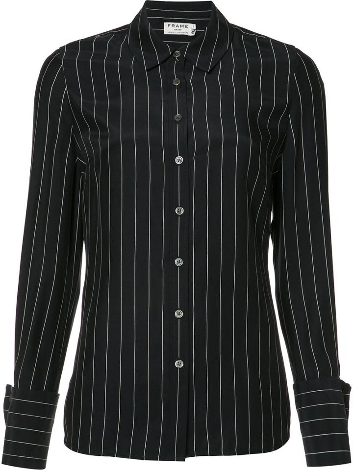 Frame Denim Pinstripe Shirt, Women's, Size: Medium, Blue, Silk