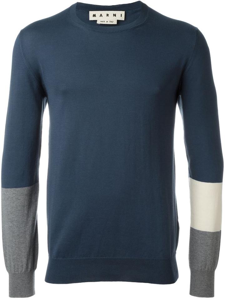 Marni Colour Block Jumper, Men's, Size: L, Blue, Cotton
