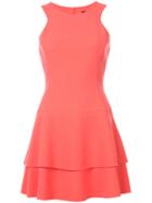 Black Halo - Layered Flared Dress - Women - Polyamide/spandex/elastane/viscose - 12, Red, Polyamide/spandex/elastane/viscose