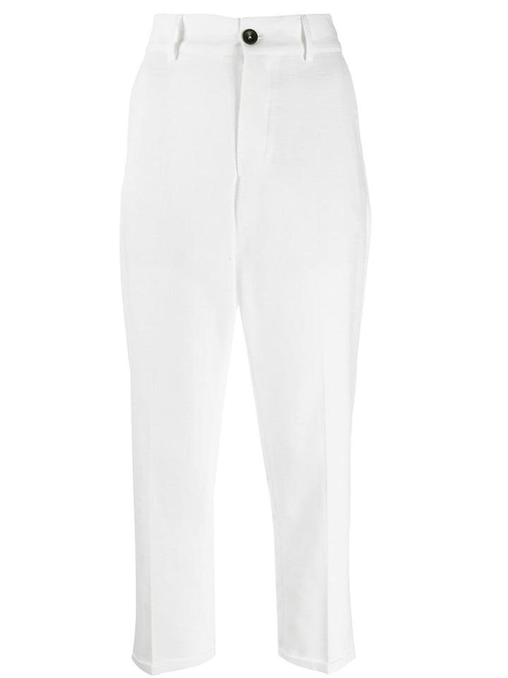 Pt01 High Waisted Cropped Trousers - White