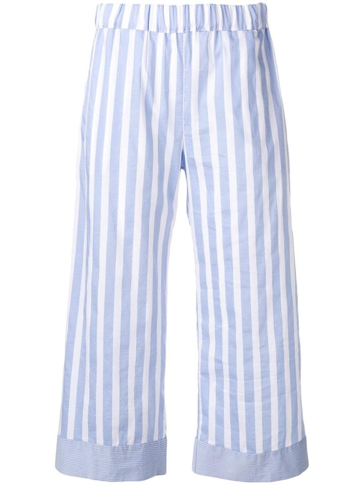 Semicouture Striped Cropped Trousers - Blue