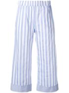 Semicouture Striped Cropped Trousers - Blue