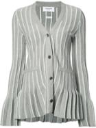 Thom Browne Flared Stripe Cardigan, Women's, Size: 36, Grey, Cotton