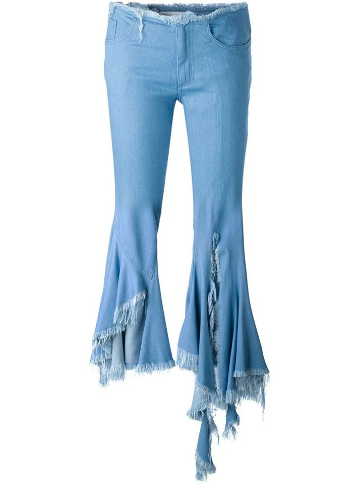 Marques Almeida Draped Flared Jeans, Women's, Size: 10, Blue, Rayon/cotton/polyurethane