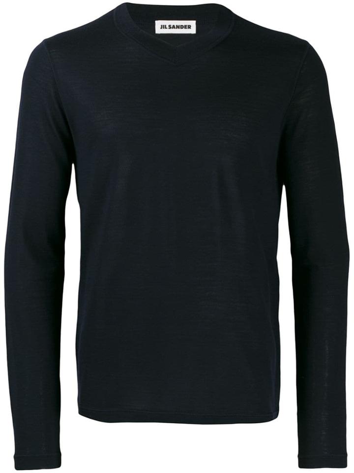 Jil Sander Long-sleeve Fitted Sweater - Blue