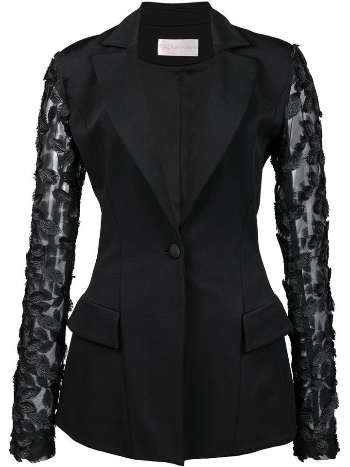 Christian Siriano Fitted Jacket, Women's, Size: 4, Black, Viscose Crepe