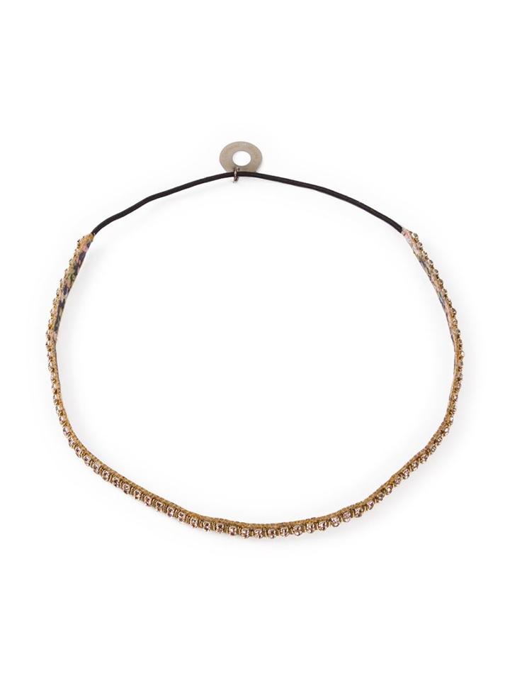 Serpui Embellished Headband, Women's, Grey, Leather