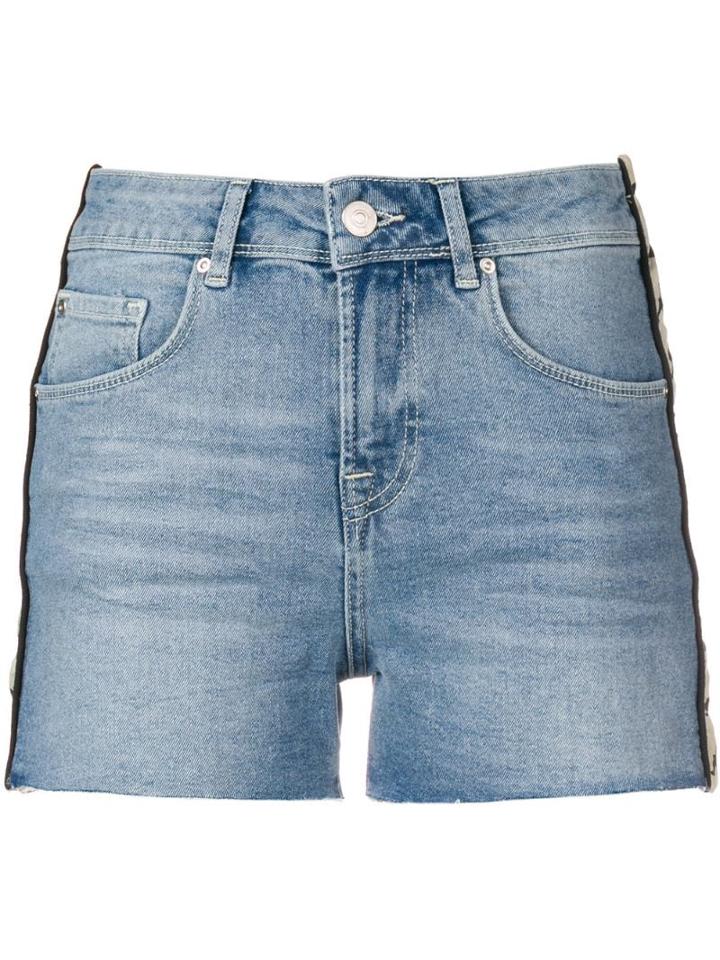 Kappa Logo Stripe Denim Shorts - Blue