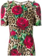 Dolce & Gabbana Rose Print T-shirt - Brown